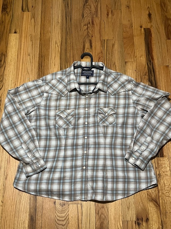 Rough Stock Panhandle Slim Plaid Western Shirt XXL 100% Cotton Snap Button - Picture 2 of 10